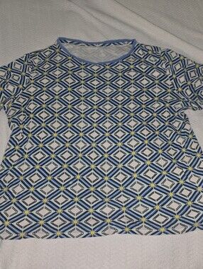 Kim Rogers sz Medium Cap Sleeve Multicolored Diamond Print Tee